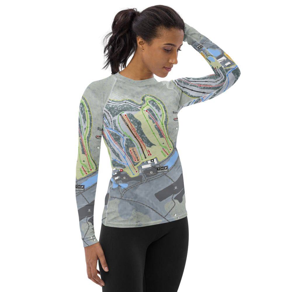 Roundtop, Pennsylvania Ski Trail Map Women's Base Layer Top - Powderaddicts