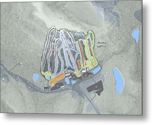 Roundtop Ski Trail Map - Metal Print - Powderaddicts