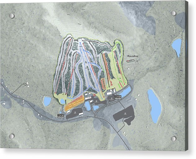 Roundtop Ski Trail Map - Acrylic Print - Powderaddicts