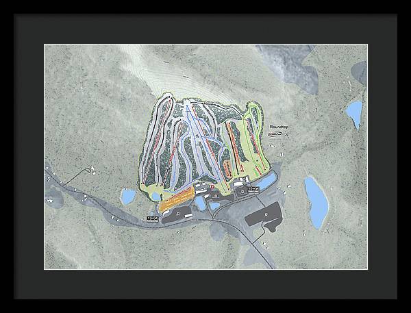 Roundtop Ski Trail Map - Framed Print - Powderaddicts