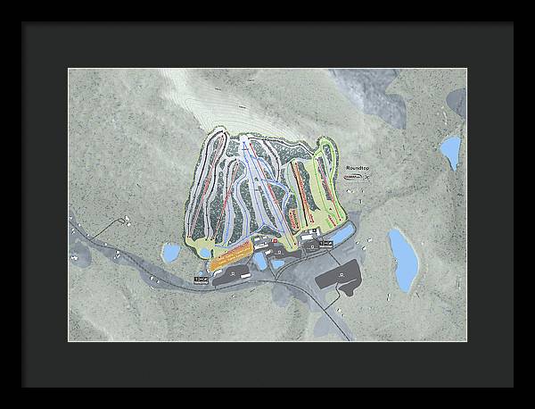 Roundtop Ski Trail Map - Framed Print - Powderaddicts