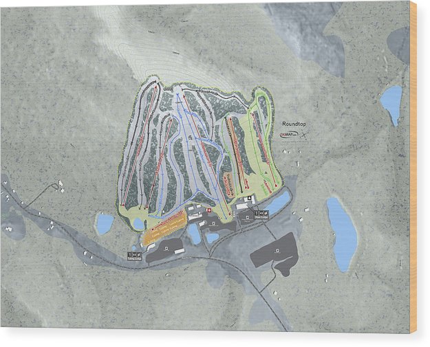 Roundtop Ski Trail Map - Wood Print - Powderaddicts