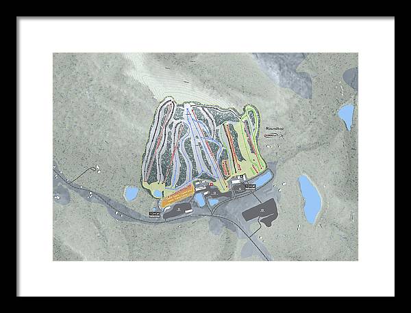 Roundtop Ski Trail Map - Framed Print - Powderaddicts