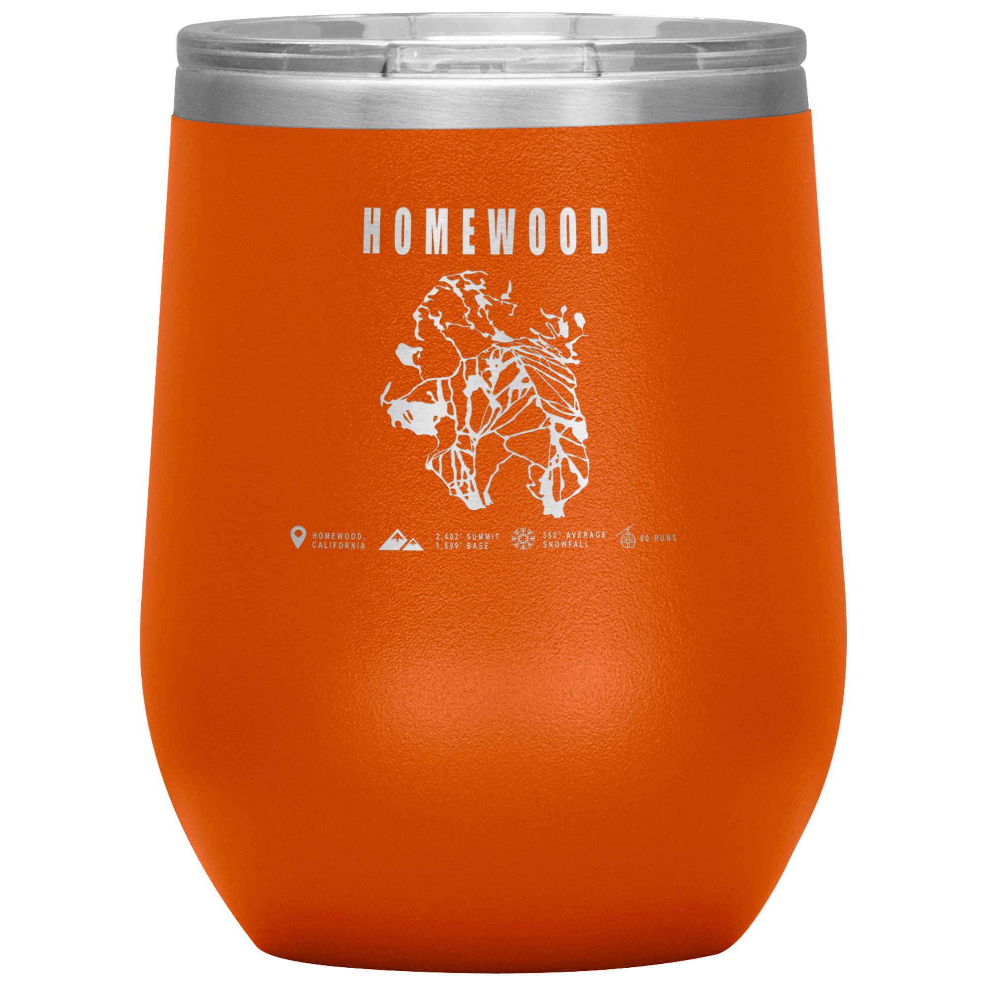 Homewood, California Ski Trail Map Wine 12oz Tumbler - Powderaddicts
