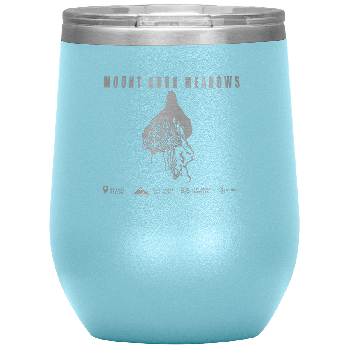 Mount Hood Meadows, Oregon Ski Trail Map Wine 12oz Tumbler - Powderaddicts