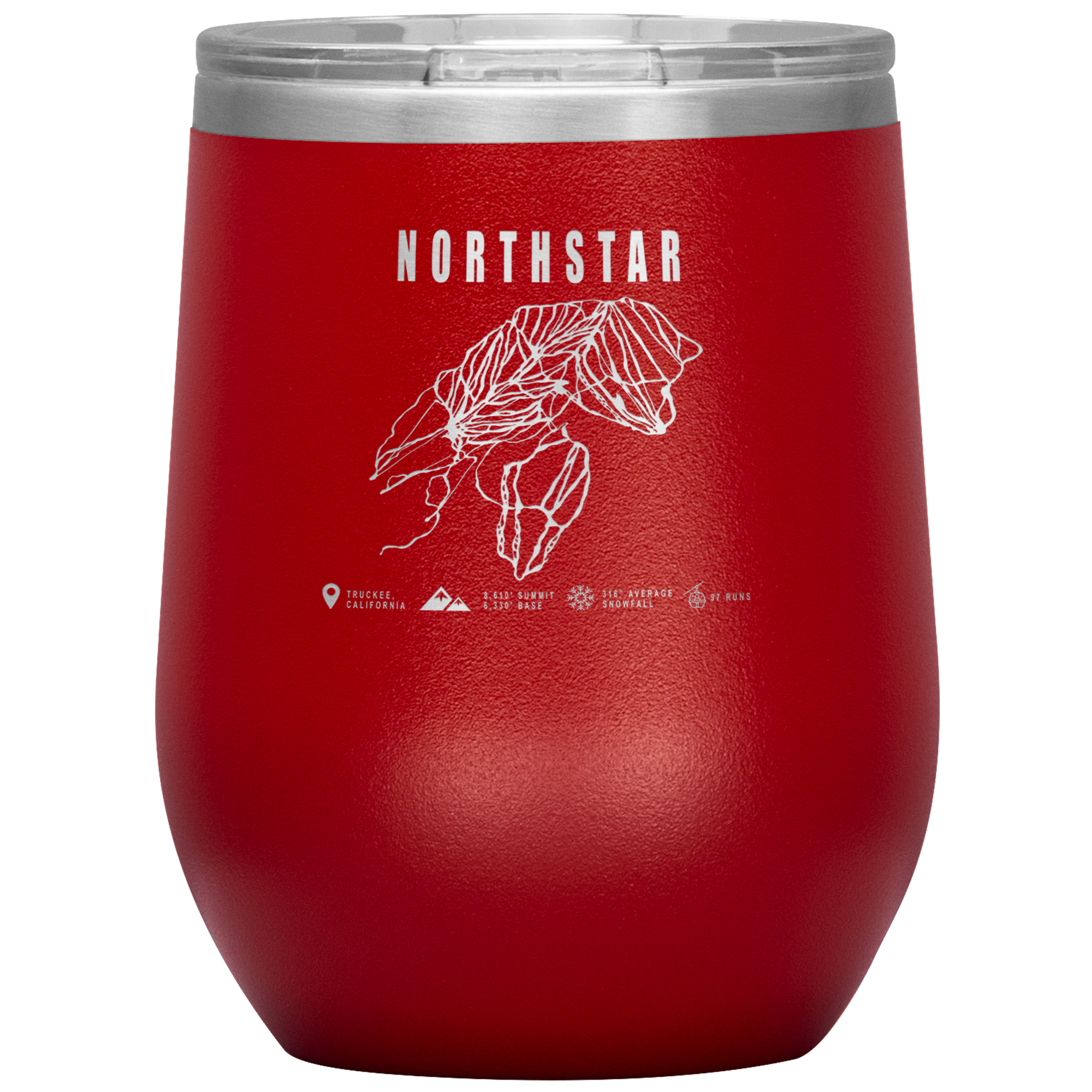 Northstar, California Ski Trail Map Wine 12oz Tumbler - Powderaddicts