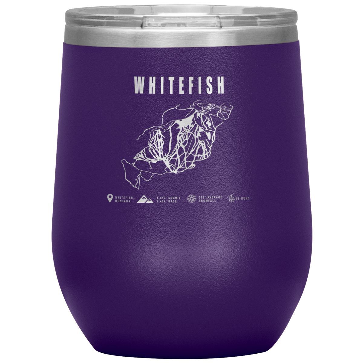 Whitefish Montana Ski Trail Map Wine 12oz Tumbler - Powderaddicts