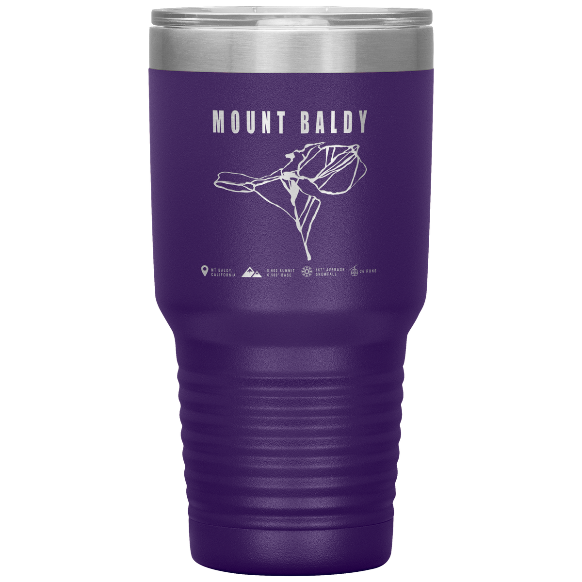 Mount Baldy, California Ski Trail Map 30oz Tumbler - Powderaddicts