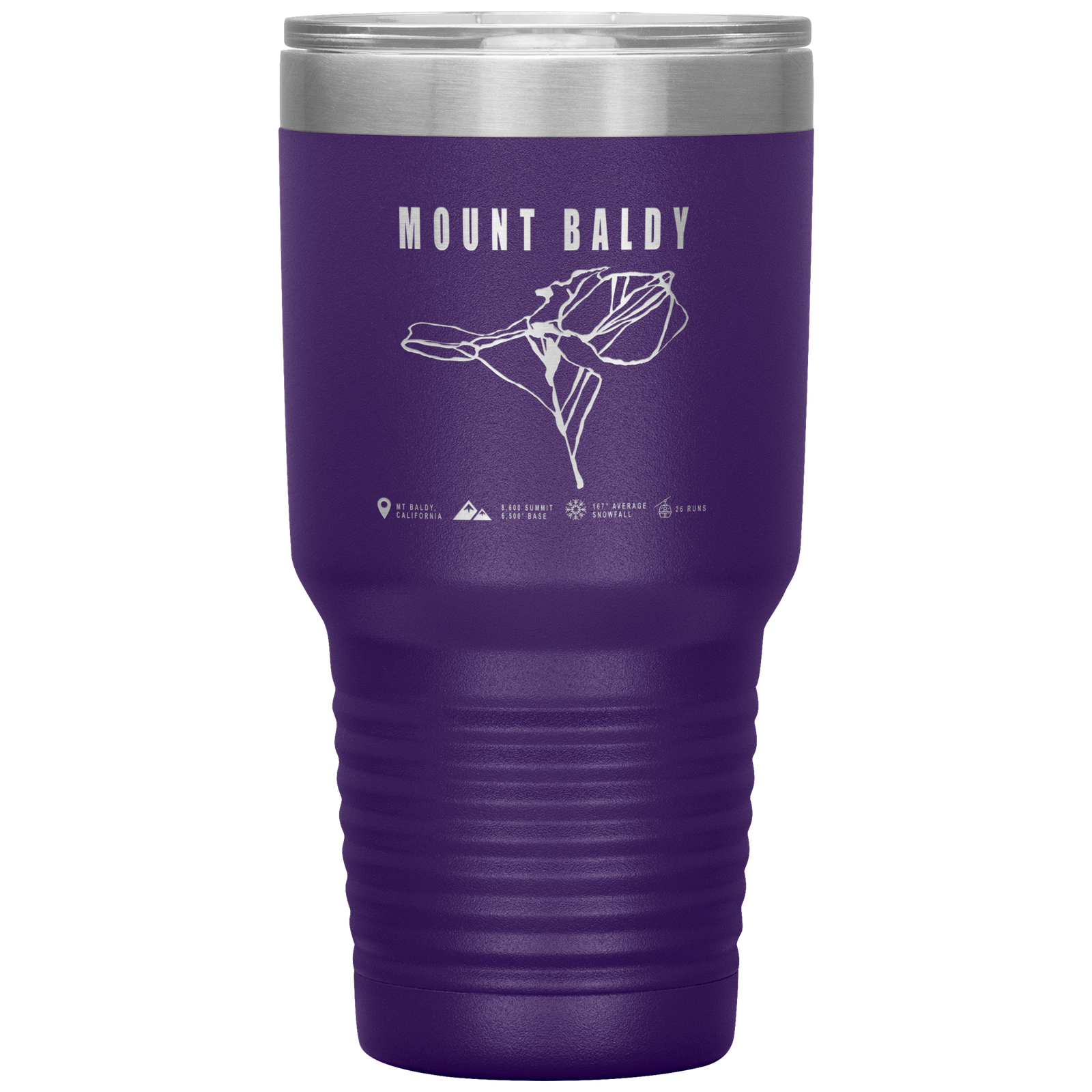 Mount Baldy, California Ski Trail Map 30oz Tumbler - Powderaddicts