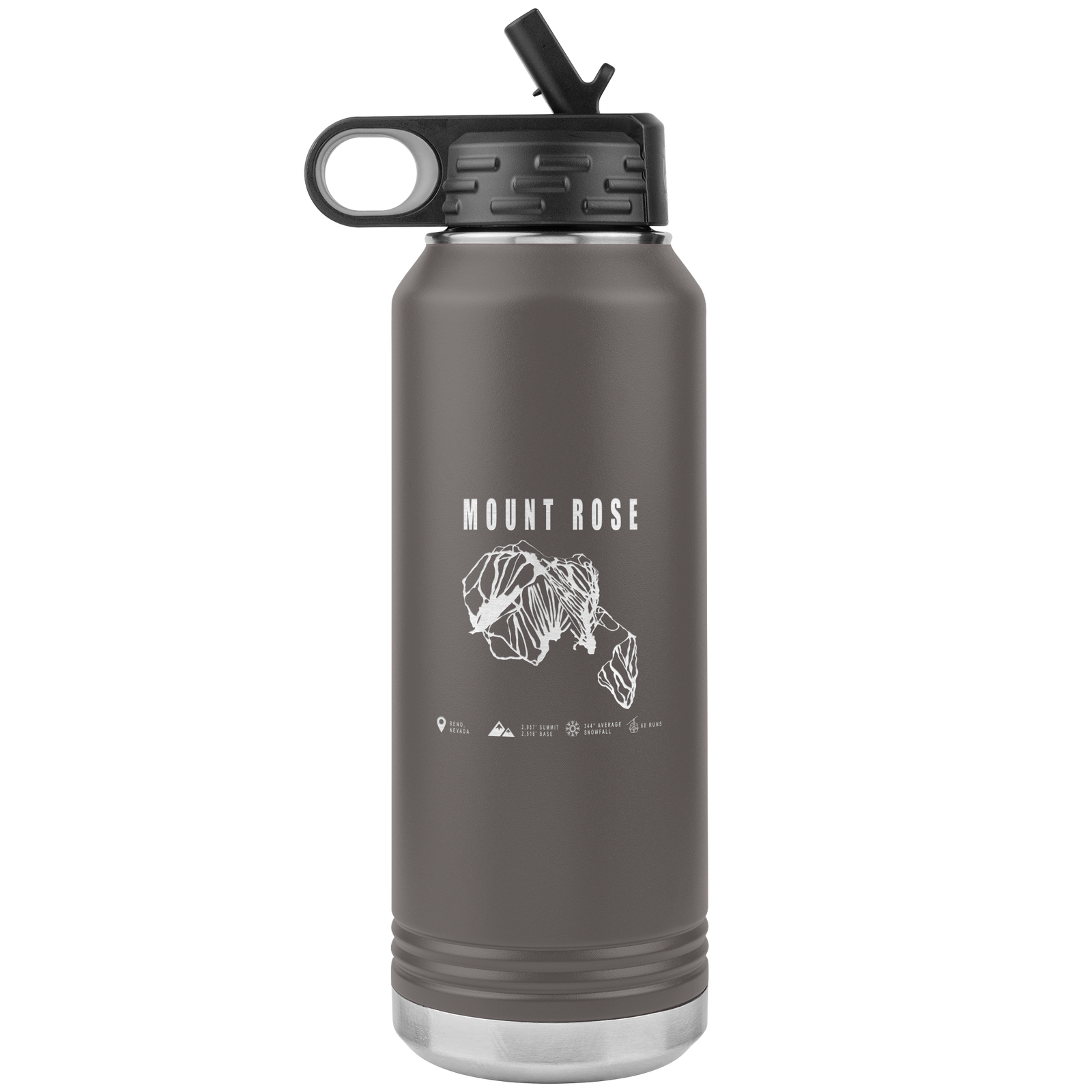 Mount Rose, Nevada Ski Trail Map 32oz Water Bottle Tumbler - Powderaddicts