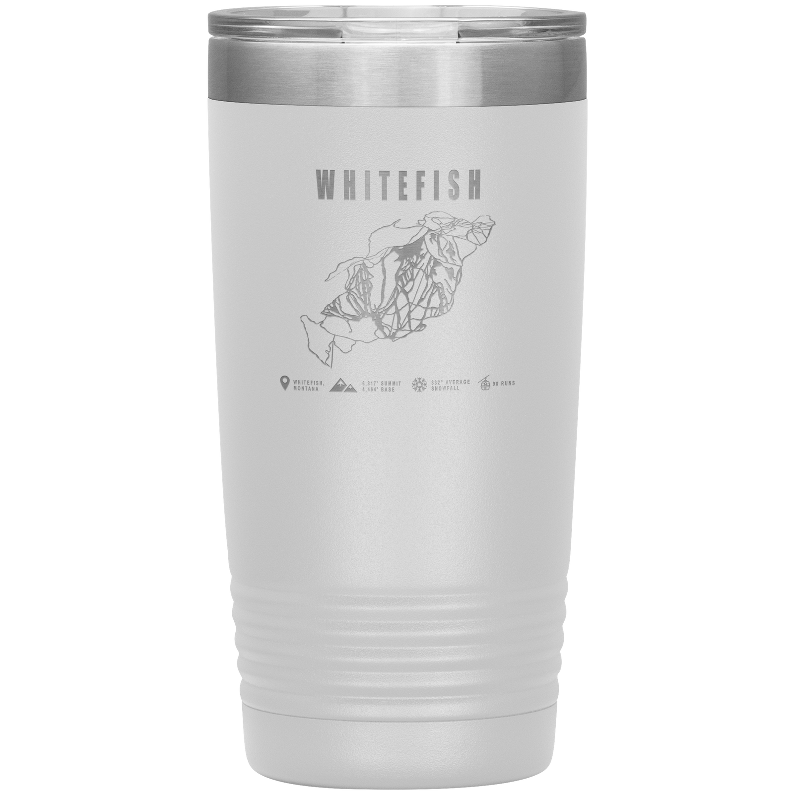 Whitefish Montana Ski Trail Map 20oz Tumbler - Powderaddicts