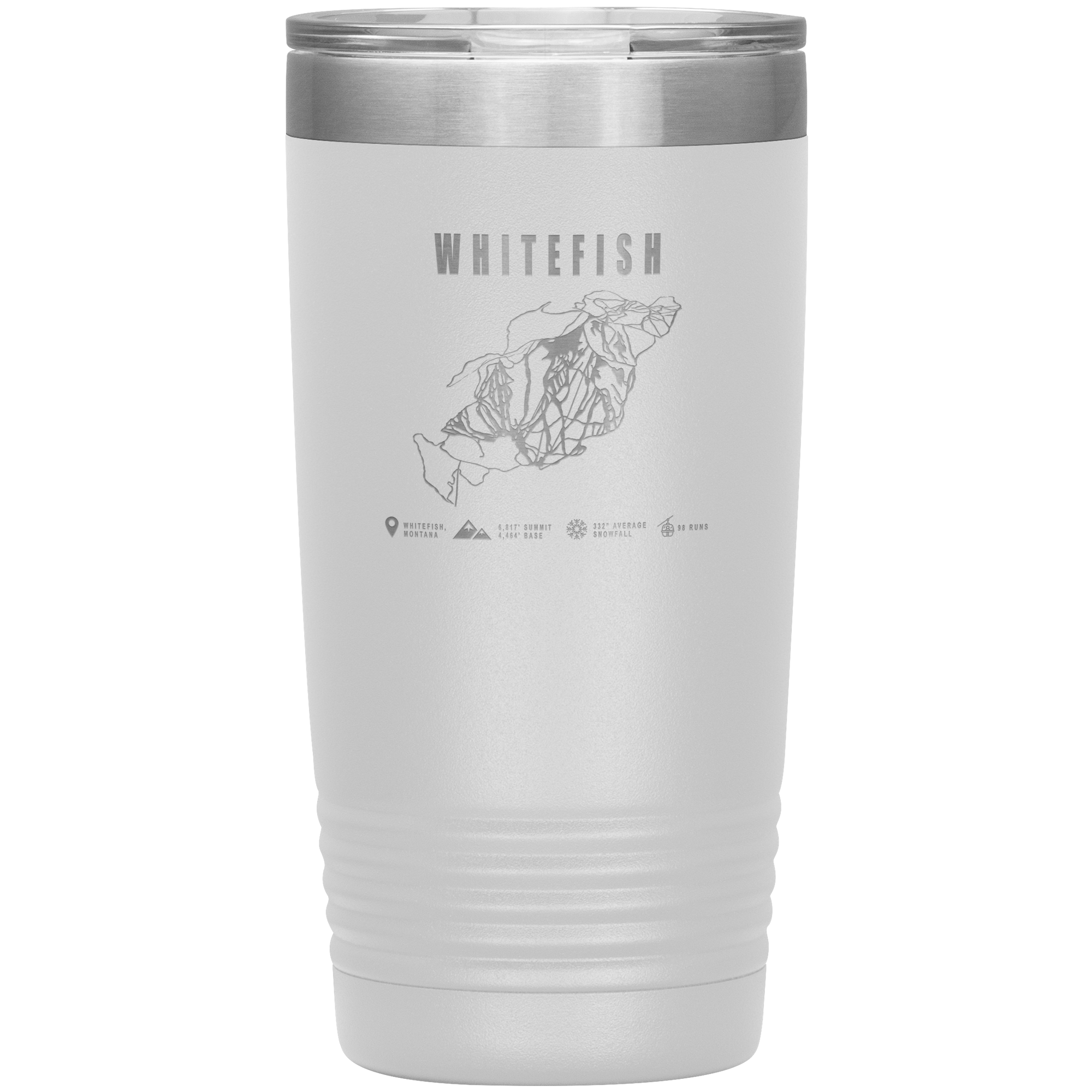 Whitefish Montana Ski Trail Map 20oz Tumbler - Powderaddicts