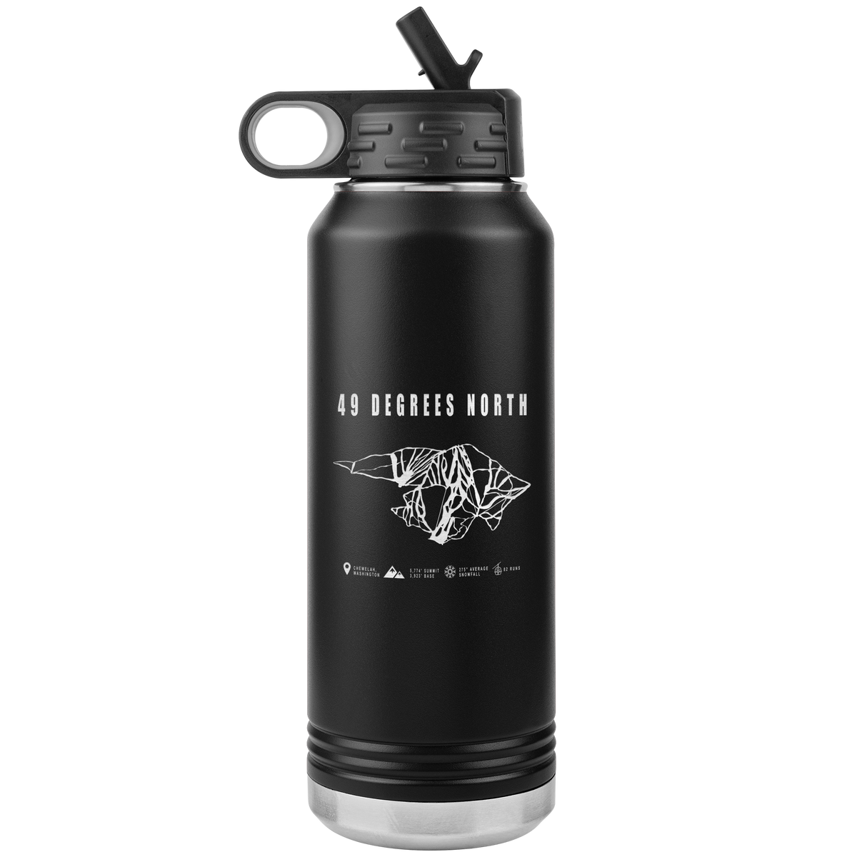 49 Degrees North, Washington Ski Trail Map 32oz Water Bottle Tumbler