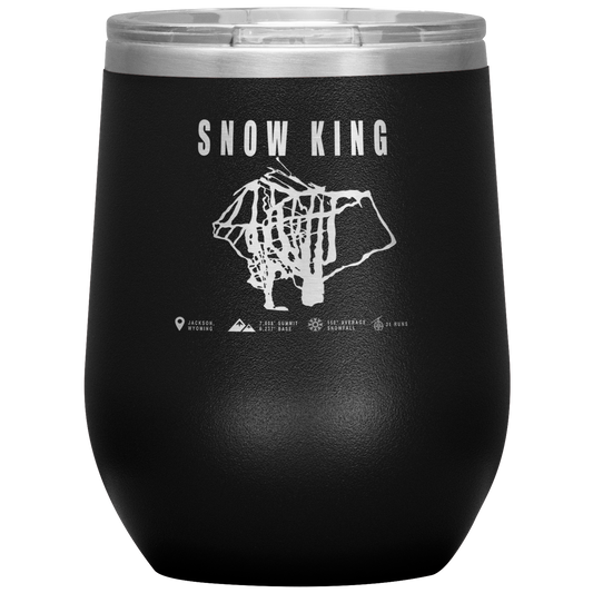 Snow King Wyoming Ski Trail Map Wine 12oz Tumbler - Powderaddicts