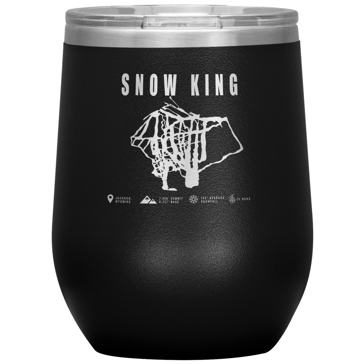 Snow King Wyoming Ski Trail Map Wine 12oz Tumbler - Powderaddicts