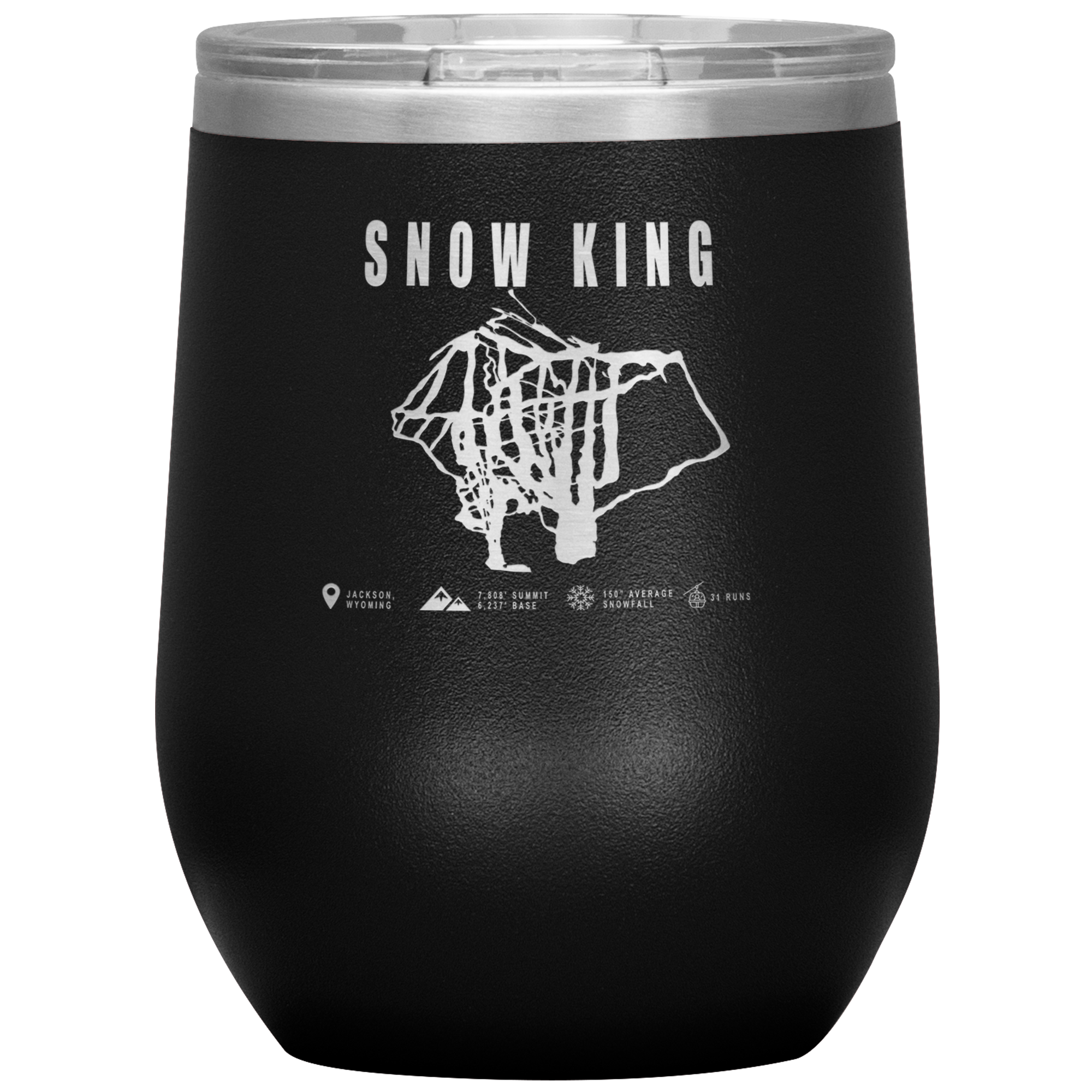 Snow King Wyoming Ski Trail Map Wine 12oz Tumbler - Powderaddicts