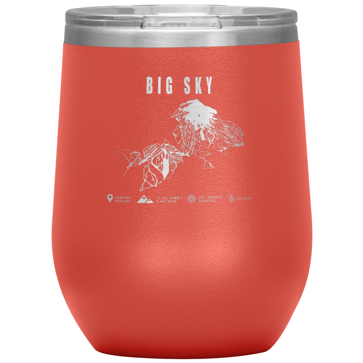 Big Sky Montana Ski Trail Map Wine 12oz Tumbler - Powderaddicts