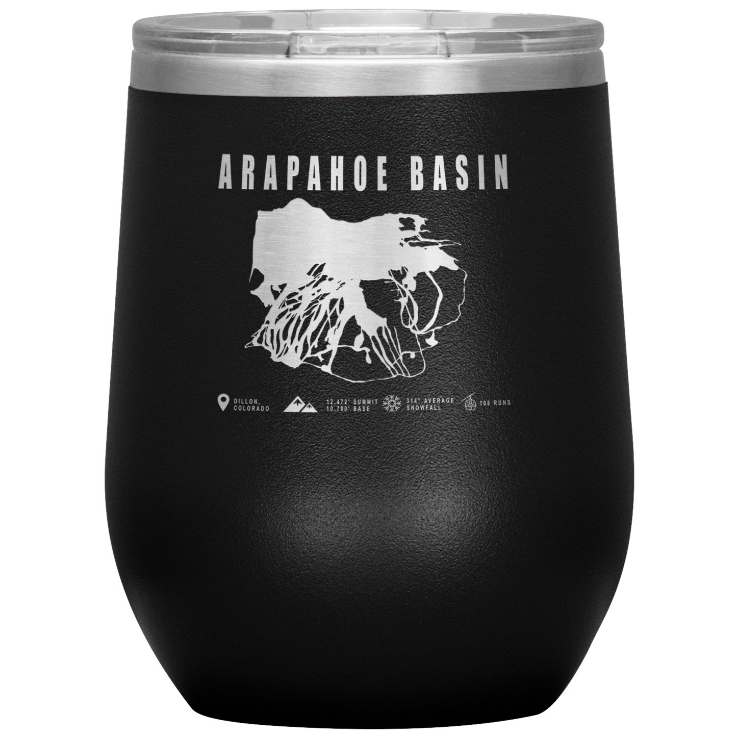 Arapahoe Basin,Colorado Ski Resort Wine 12oz Tumbler - Powderaddicts