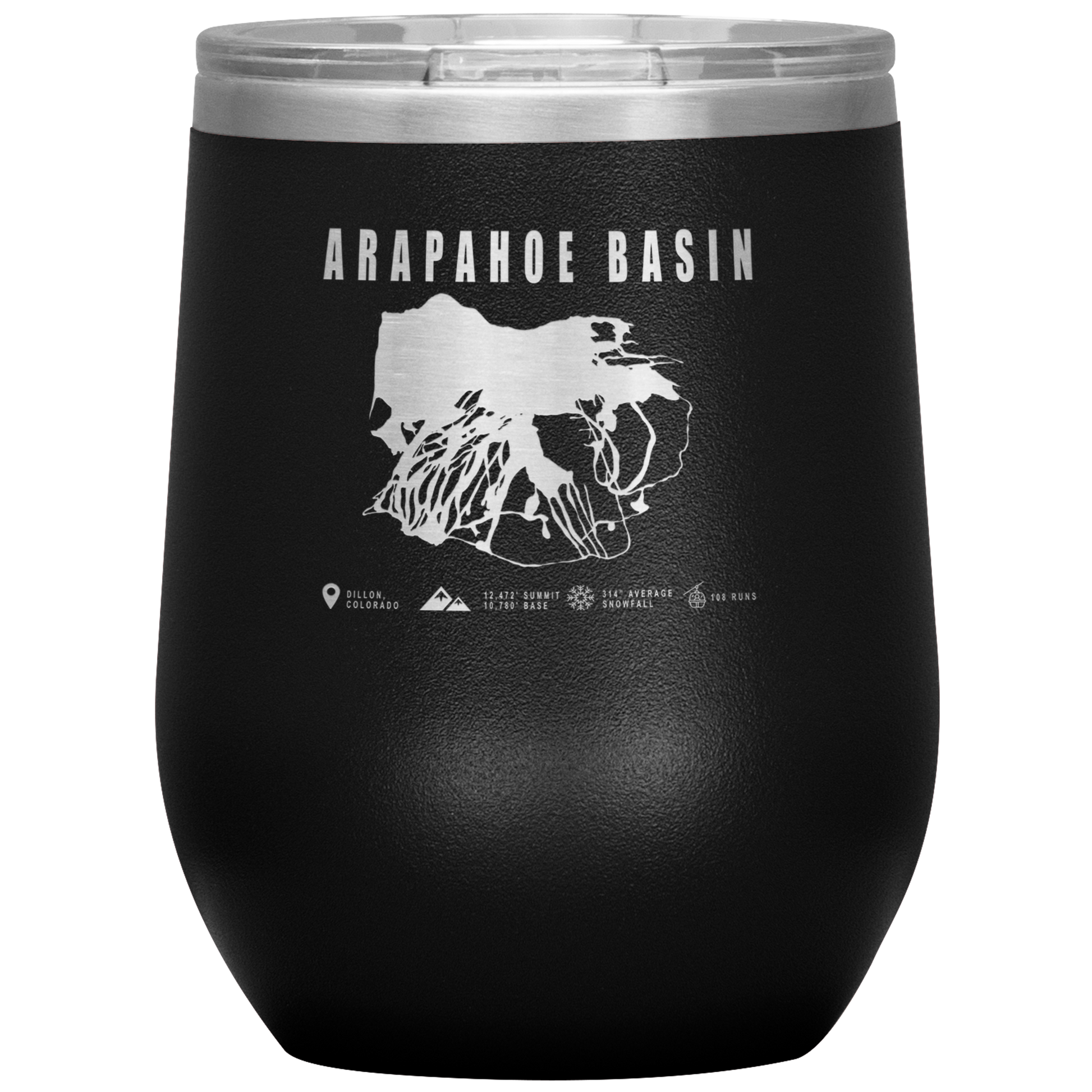 Arapahoe Basin,Colorado Ski Resort Wine 12oz Tumbler - Powderaddicts