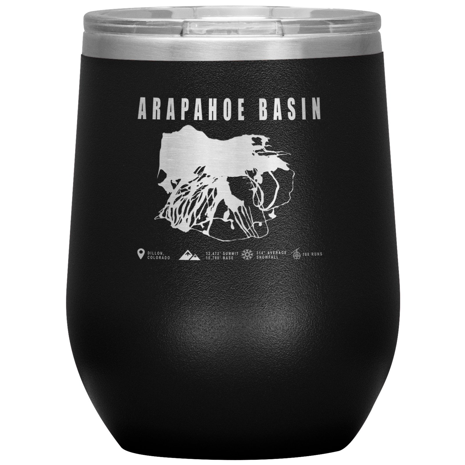 Arapahoe Basin,Colorado Ski Resort Wine 12oz Tumbler - Powderaddicts