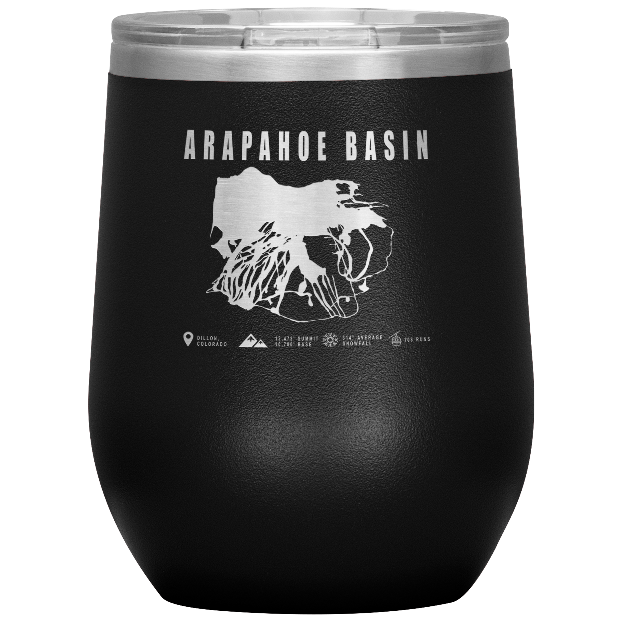 Arapahoe Basin,Colorado Ski Resort Wine 12oz Tumbler - Powderaddicts