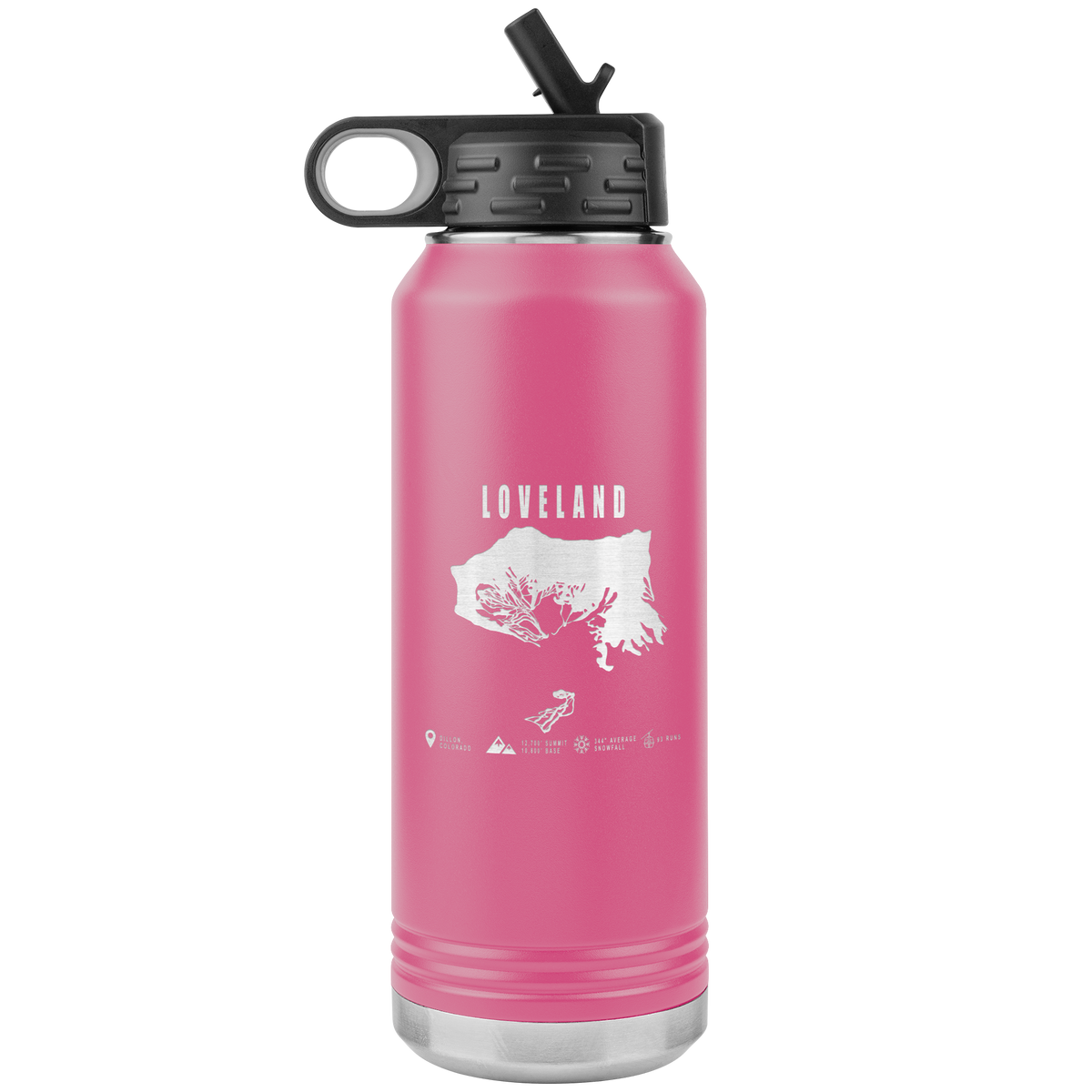 Loveland Colorado Ski Trail Map 32oz Water Bottle Tumbler - Powderaddicts