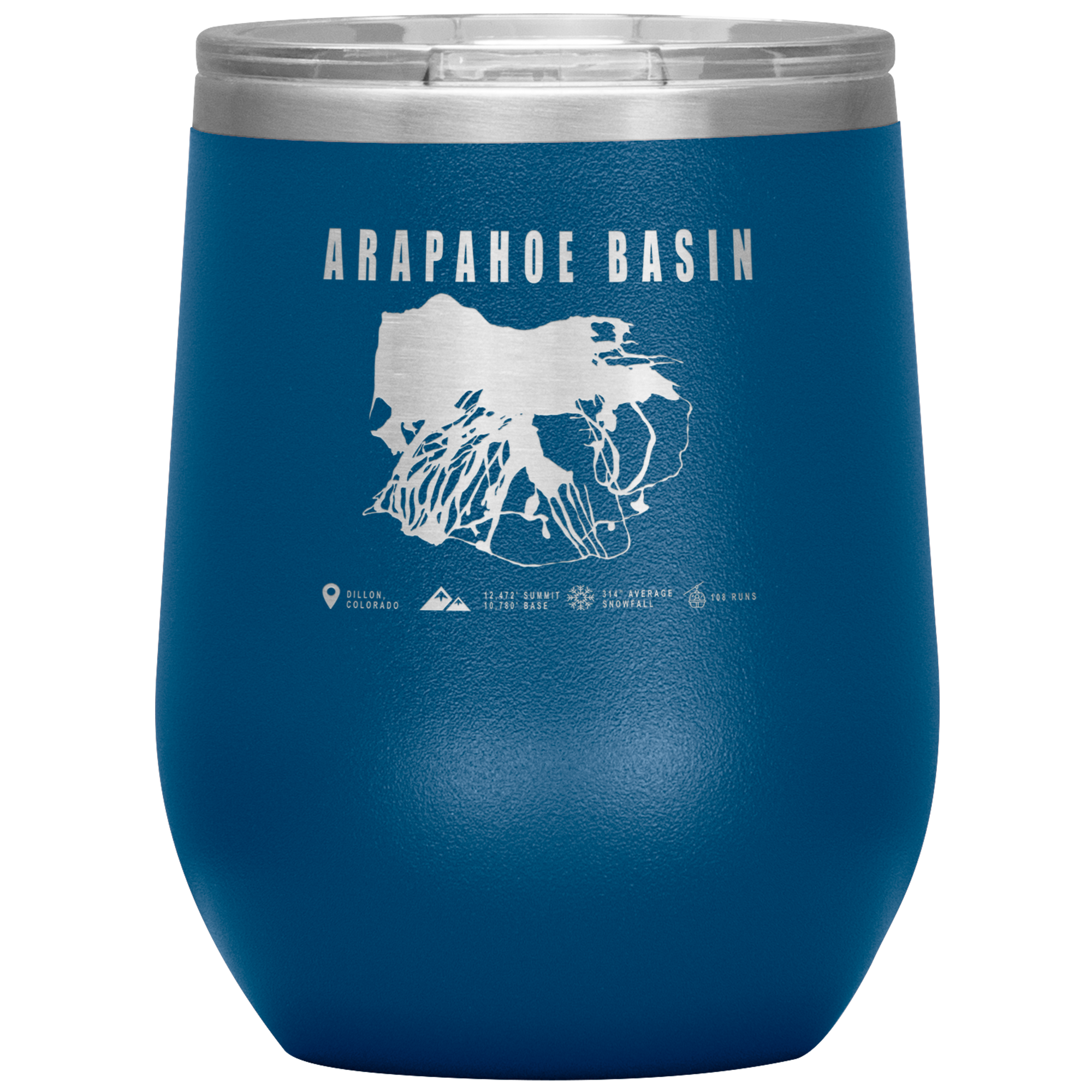 Arapahoe Basin,Colorado Ski Resort Wine 12oz Tumbler - Powderaddicts