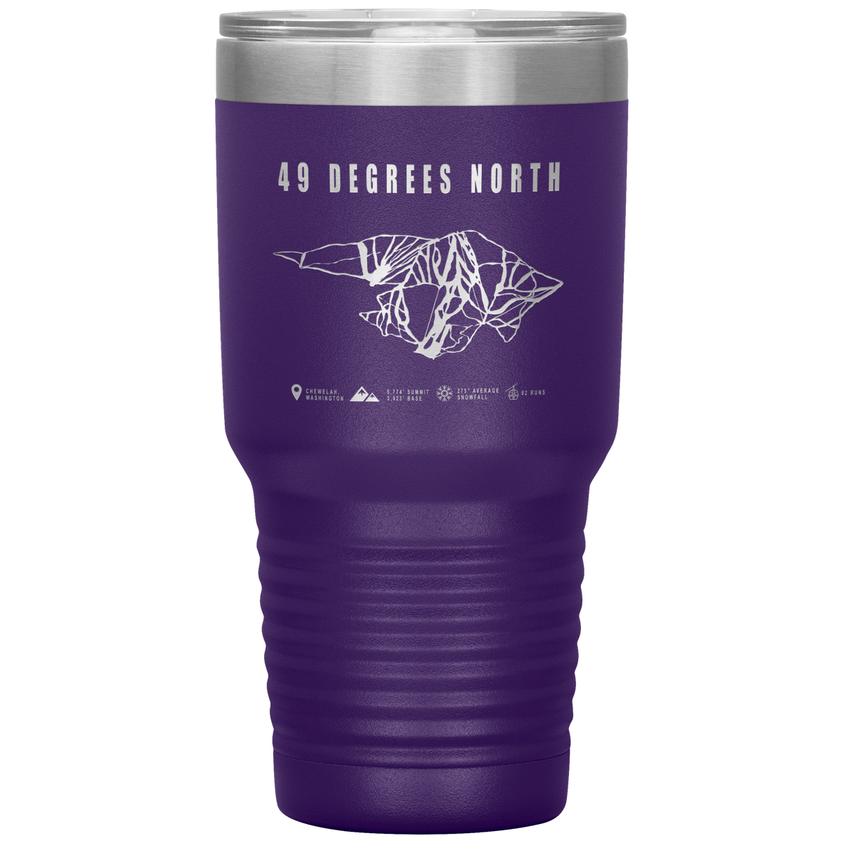49 Degrees North, Washington Ski Trail Map 30oz Tumbler - Powderaddicts