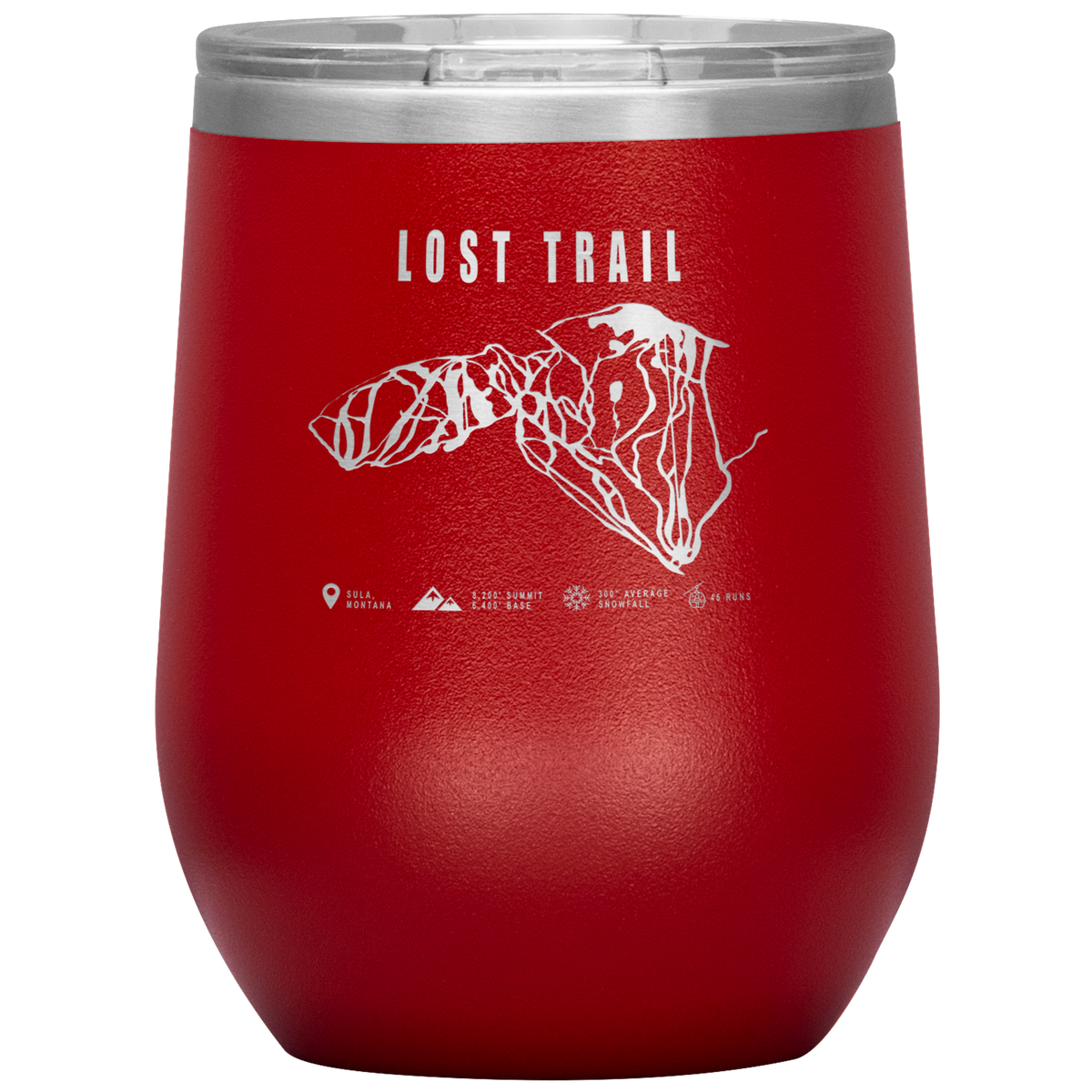Lost Trail Montana Ski Trail Map Wine 12oz Tumbler - Powderaddicts