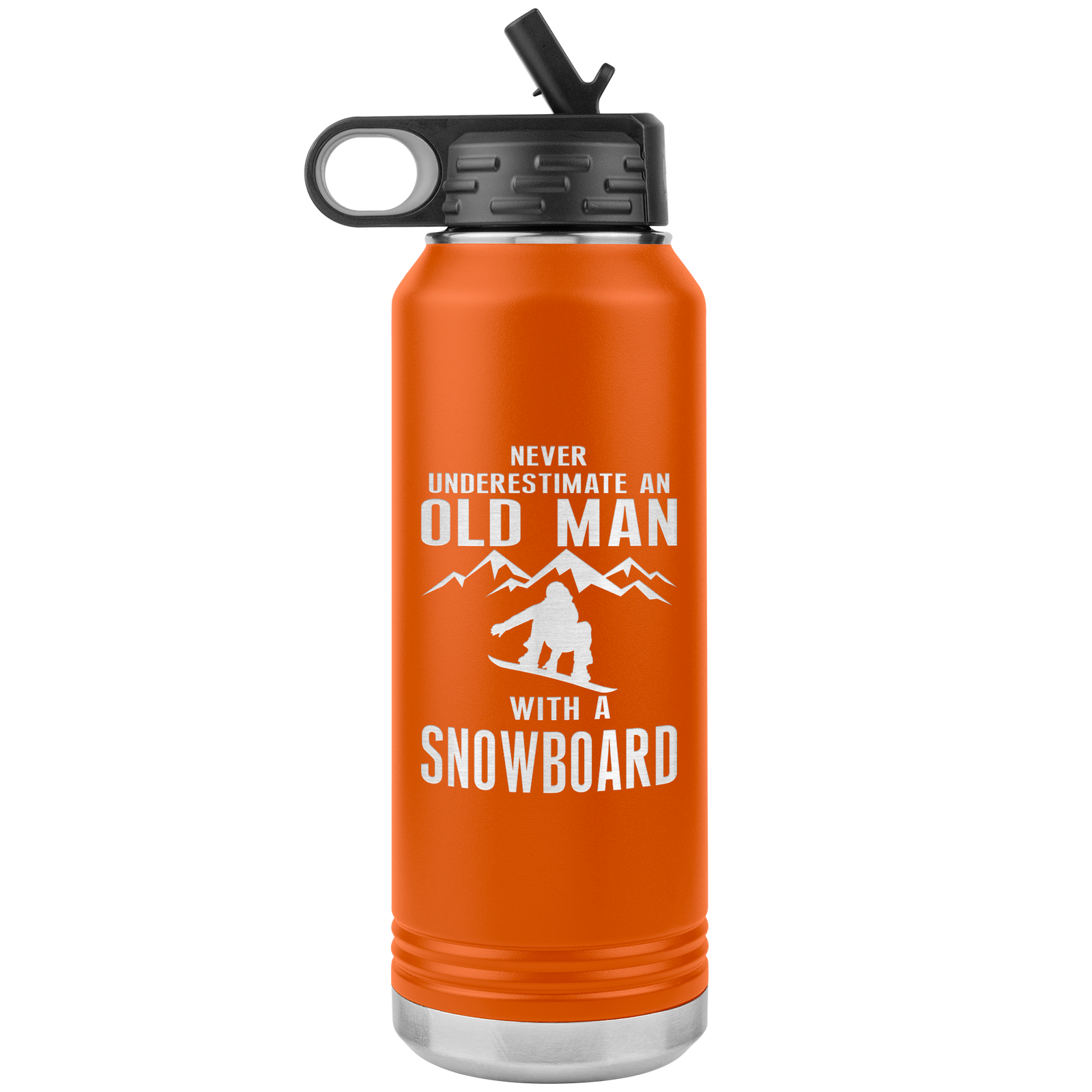 Never Underestimate An Old Man With A Snowboard 32oz Water Bottle Tumbler - Powderaddicts