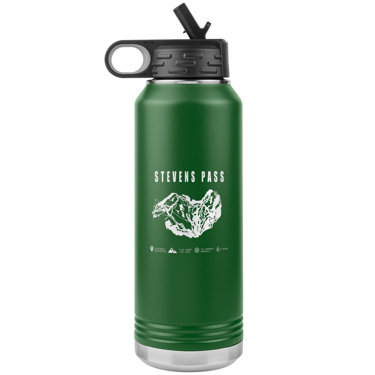 Stevens Pass, Washington Ski Trail Map 32oz Water Bottle Tumbler - Powderaddicts