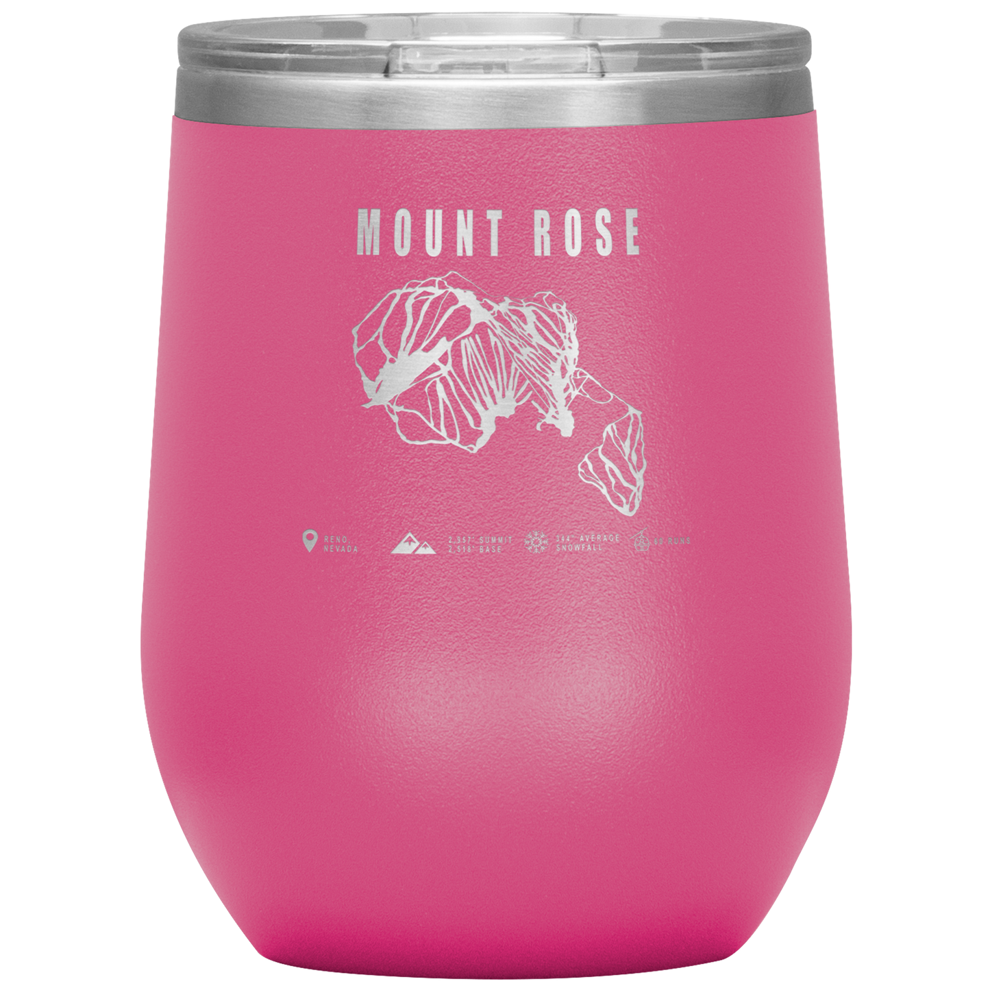 Mount Rose, Nevada Ski Trail Map Wine 12oz Tumbler - Powderaddicts