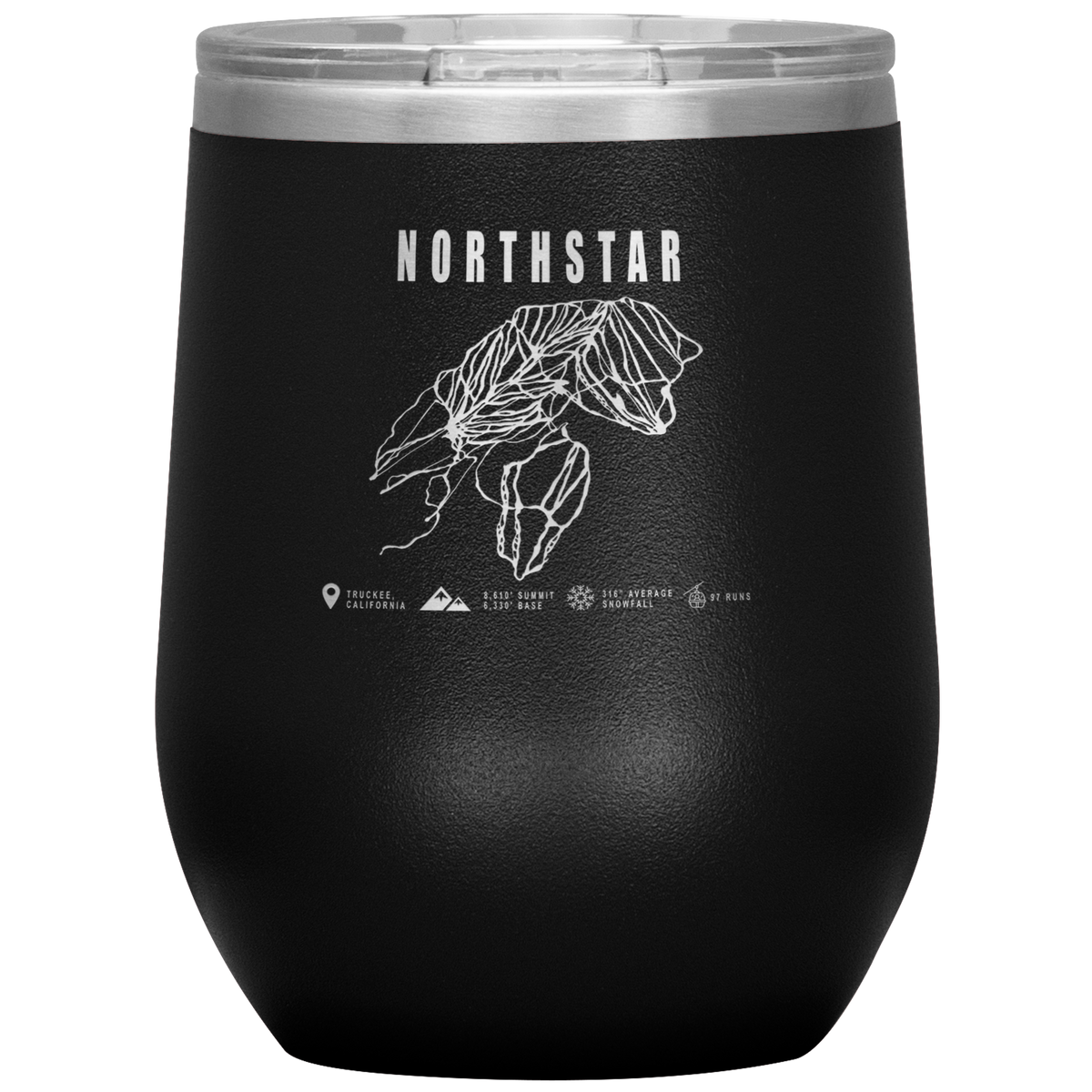 Northstar, California Ski Trail Map Wine 12oz Tumbler - Powderaddicts