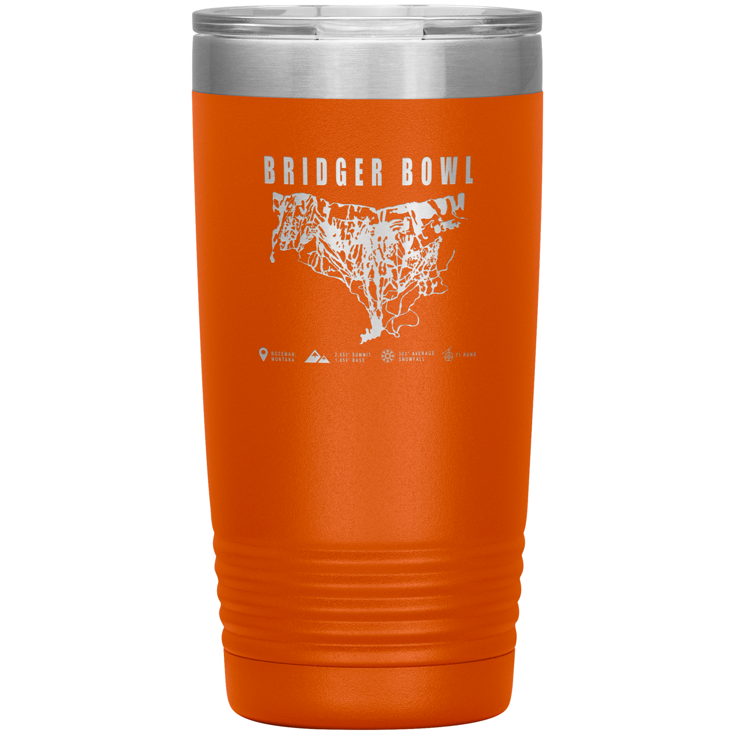 Bridger Bowl Montana Ski Trail Map 20oz Tumbler - Powderaddicts
