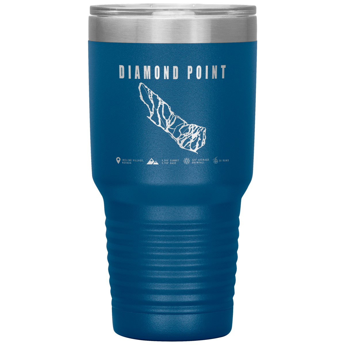 Diamond Point, Nevada Ski Trail Map 30oz Tumbler - Powderaddicts