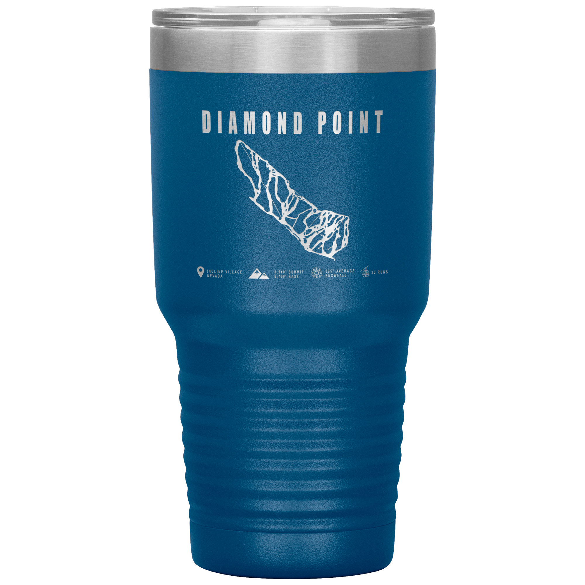 Diamond Point, Nevada Ski Trail Map 30oz Tumbler - Powderaddicts