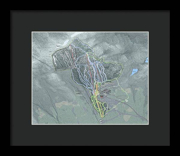 Saddle back Ski Trail Map - Framed Print - Powderaddicts