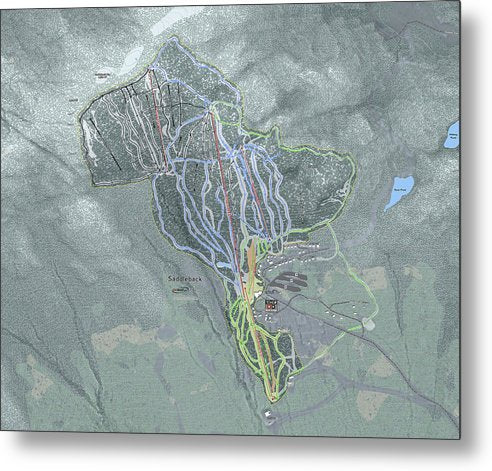 Saddle back Ski Trail Map - Metal Print - Powderaddicts