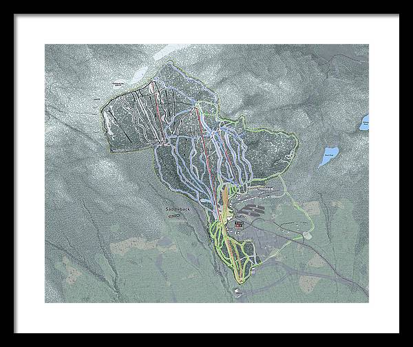 Saddle back Ski Trail Map - Framed Print - Powderaddicts