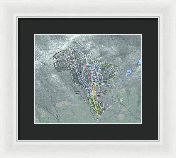 Saddle back Ski Trail Map - Framed Print - Powderaddicts