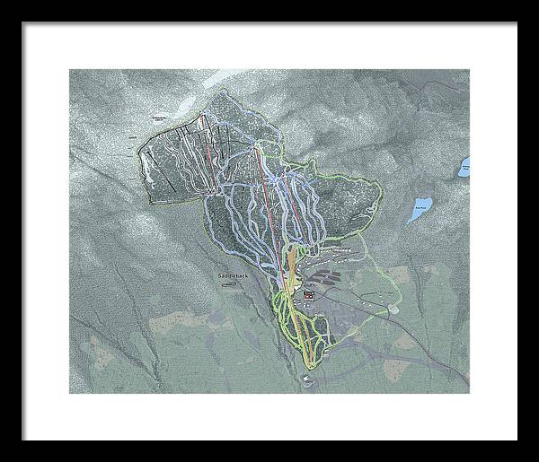 Saddle back Ski Trail Map - Framed Print - Powderaddicts