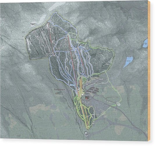 Saddle back Ski Trail Map - Wood Print - Powderaddicts