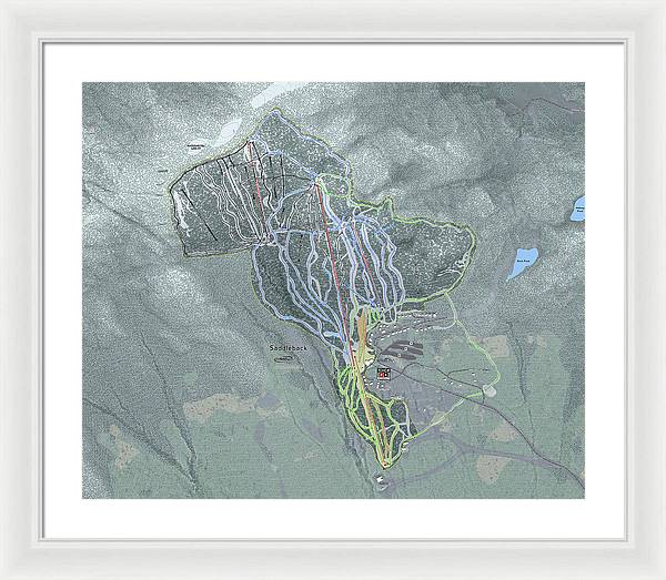 Saddle back Ski Trail Map - Framed Print - Powderaddicts