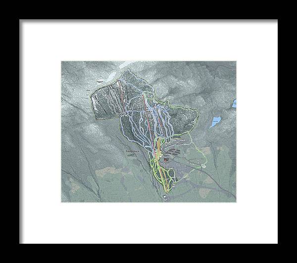 Saddle back Ski Trail Map - Framed Print - Powderaddicts