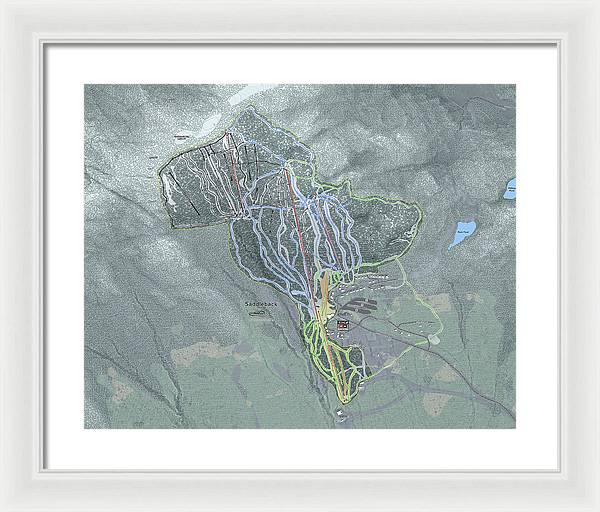 Saddle back Ski Trail Map - Framed Print - Powderaddicts