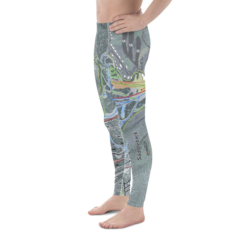 Saddleback, Maine Ski Trail Map Men's Base Layer Bottom - Powderaddicts