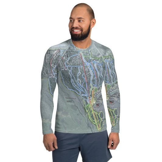 Saddleback, Maine Ski Trail Map Men's Base Layer Top - Powderaddicts