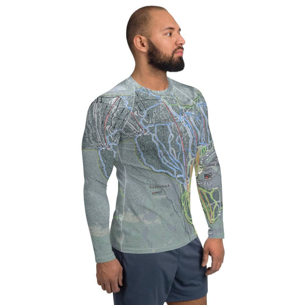Saddleback, Maine Ski Trail Map Men's Base Layer Top - Powderaddicts