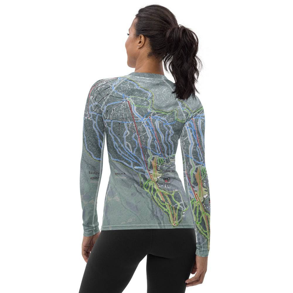 Saddleback, Maine Ski Trail Map Women's Base Layer Top - Powderaddicts