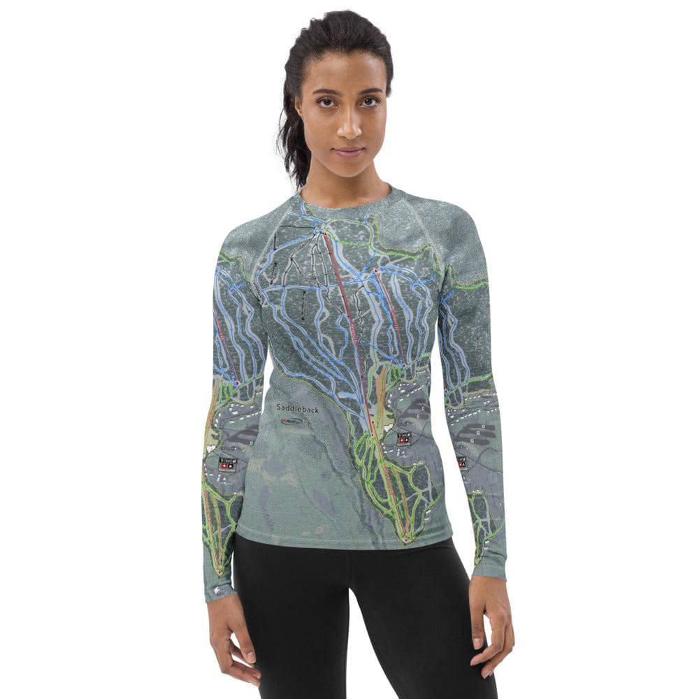 Saddleback, Maine Ski Trail Map Women&#39;s Base Layer Top - Powderaddicts